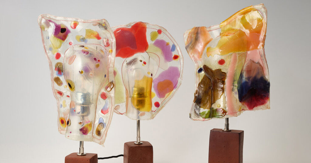 these melted, candy-like lamps by marten herma anderson feel almost edible