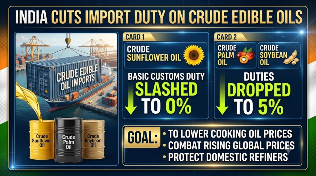 India Cuts Import Duty on Crude Edible Oils to Lower Cooking Oil Prices
